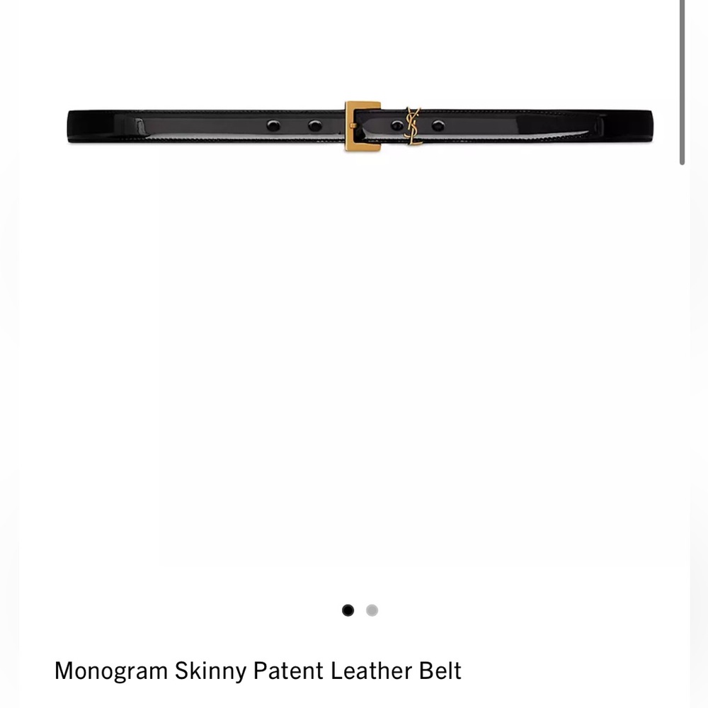 AUTHENTIC Saint Laurent Skinny Patent Leather Monogram Belt (31” long)